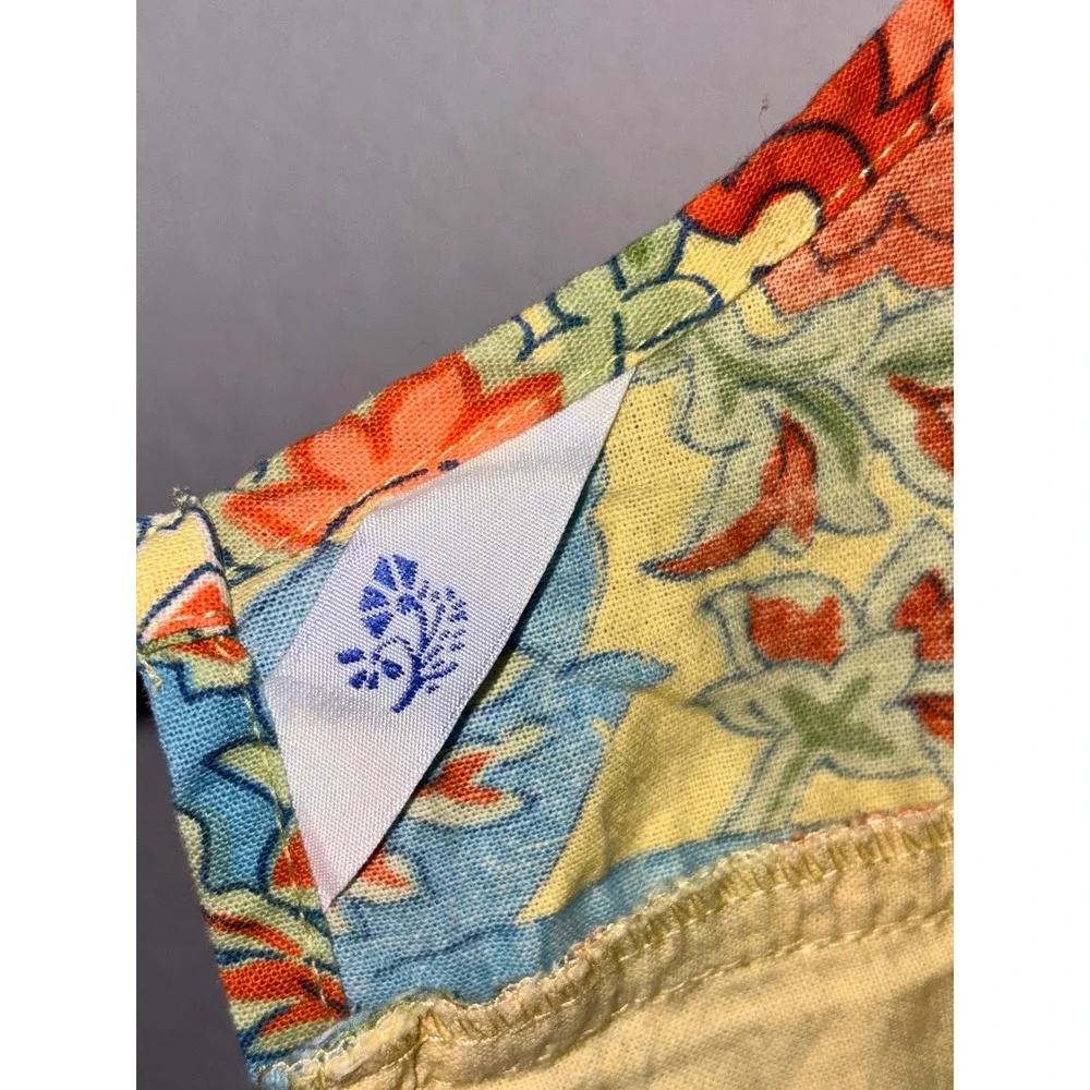 April Cornell Apron One Size Multi Paisley Floral Tiered Ruffle Cotton Excellent